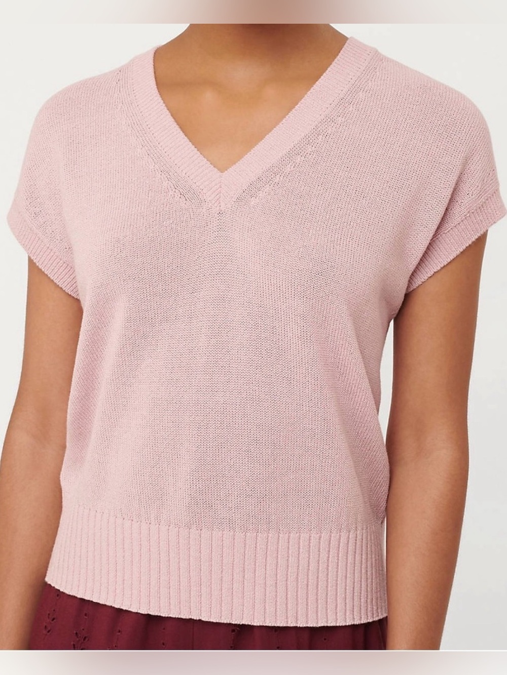 LOFT Pink V-Neck Lightweight Sweater Vest Top XXSP